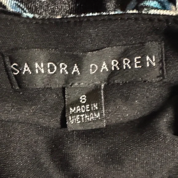 Sandra Darren Black and Blue Paisley Velvet Dress Size 8 - Picture 7 of 10